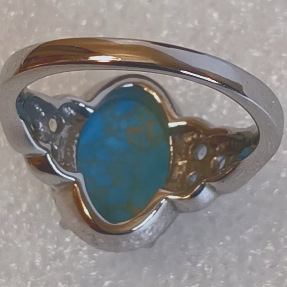 Blue Copper Turquoise/Topaz Ring - Picture 2 of 4
